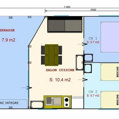 CANVAS AND WOOD TENT 4 people - Comfort 3 Rooms 4 People Without Sanitary