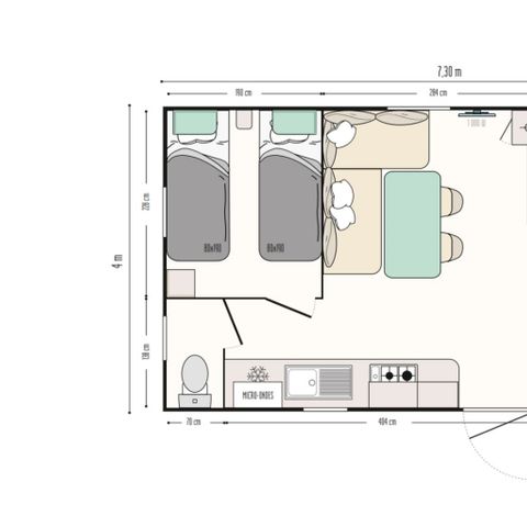 MOBILE HOME 4 people - EDEN TV 2 bedrooms 26M2