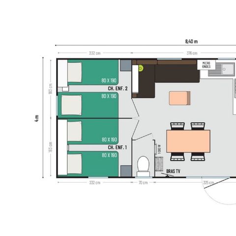 MOBILE HOME 6 people - PRESTIGE TV 3 bedrooms 31M2