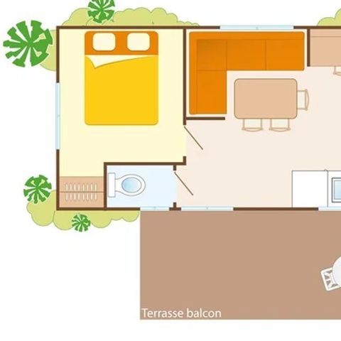 Mobile home 6 persons - Mobile-home | Comfort XL | 2 Bedrooms | 4/6 Pers. | Raised terrace | Air conditioning