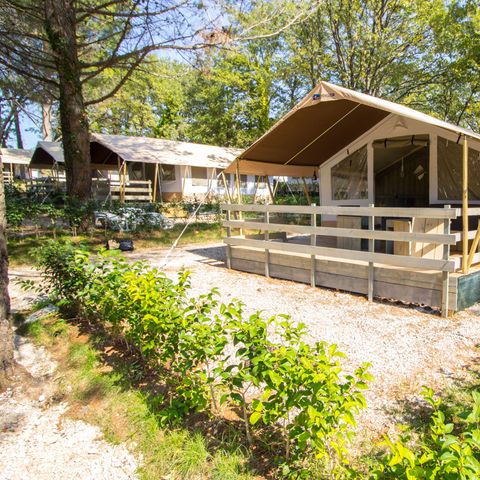 CANVAS AND WOOD TENT 5 people - Safari tent + sanitary