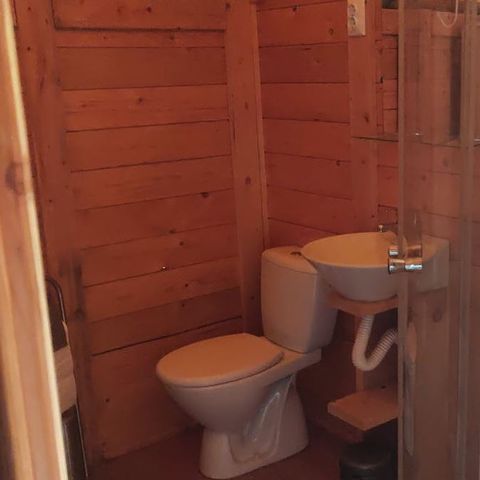 Canvas and wooden tent 5 persons - Safari tent Sunset + sanitary facilities + air conditioning (6P)