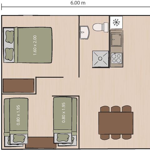 CANVAS AND WOOD TENT 5 people - Safari tent Sunset + sanitary facilities + air conditioning (6P)