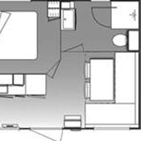 MOBILE HOME 2 people - Comfort 18m² 1 bedroom + semi-covered terrace + TV