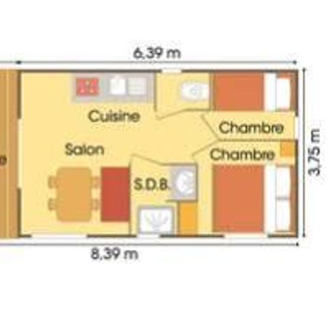CHALET 4 people - Bois Confort 24m² 2 bedrooms + covered terrace + TV 4 pers