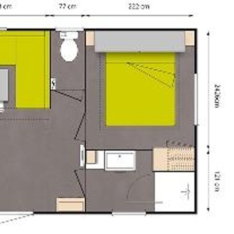 MOBILE HOME 4 people - Comfort 27m² 2 bedrooms including semi-covered terrace 18m² + TV