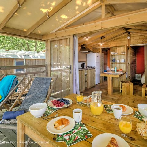 MOBILE HOME 4 people - Cosyflower Premium on stilts 38m² - 2 bedrooms + TV + bed linen + towels covered terrace 11m²