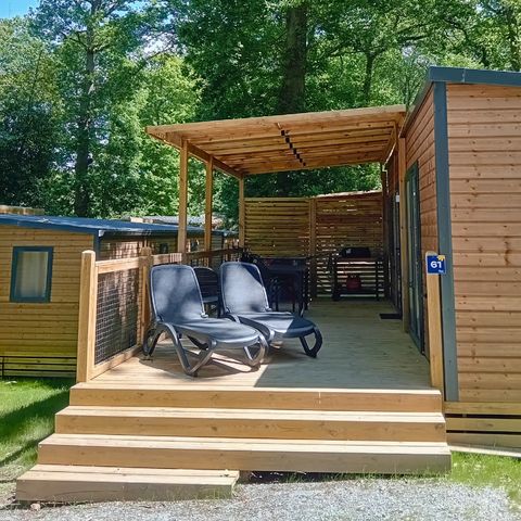 Mobile home 4 persons - Homeflower Premium 29m² (2 bedrooms) + CLIM + semi-covered terrace + TV + sheets + towels
