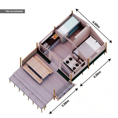 CANVAS AND WOOD TENT 4 people - CABANE SUR PILOTIS (sleeps 4)