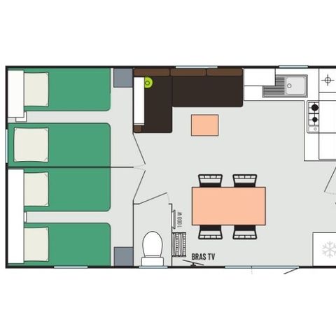 Mobile home 6 persons - LEISURE - 3 bedrooms - TV