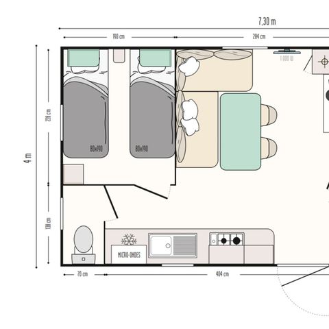 MOBILE HOME 4 people - for 4 people in zone R