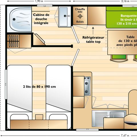 MOBILE HOME 5 people - for 4 people in zone K