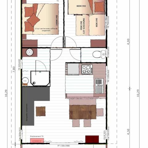 CHALET 5 people - Eco-Lodge VIP 35m² with playground view, 2 bedrooms, 1 bathroom (bed linen provided)