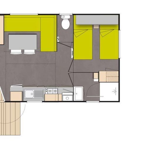 MOBILE HOME 4 people - Créole 32 m² - 3 rooms - 2 bedrooms - Private Jacuzzi - Air conditioning