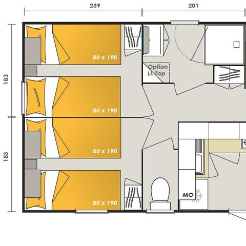 MOBILE HOME 6 people - Bora-Bora - 38m² - 3 bedrooms - air-conditioned