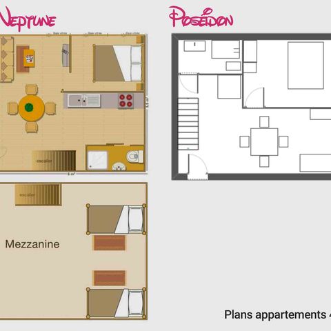 APARTMENT 4 people - 3-room flat with mezzanine 45m² - 2 bedrooms - Air conditioning and TV - Sea and pool view