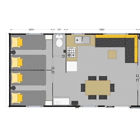 MOBILE HOME 6 people - 3-bedroom air-conditioned mobile home ROMARIN (31m²)