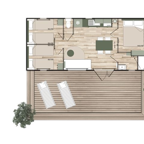 MOBILE HOME 6 people - 3-bedroom air-conditioned Vanilla mobile home