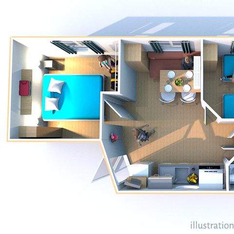MOBILE HOME 4 people - Eco-cabin 24m² - air-conditioned - 2 bedrooms