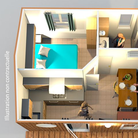 Accommodation 2 persons - 20m² eco-cabin – air-conditioned – 1 bedroom