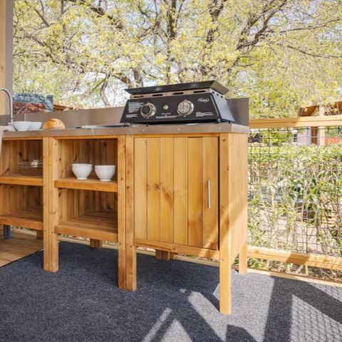 MOBILE HOME 8 people - Comfort | 4 Bedrooms | 8 Pers. | Raised terrace | Outside kitchen | 2 bathrooms | Air-con.