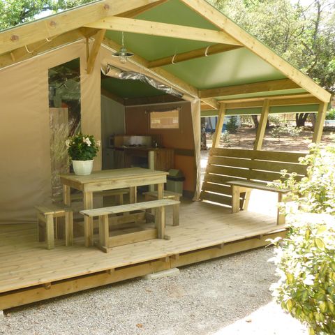 CANVAS AND WOOD TENT 5 people - FREE Confort 24m² - 2 bedrooms