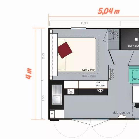 MOBILE HOME 2 people - Cosy Mobile Home 2 Rooms 2 People Air-conditioned + TV