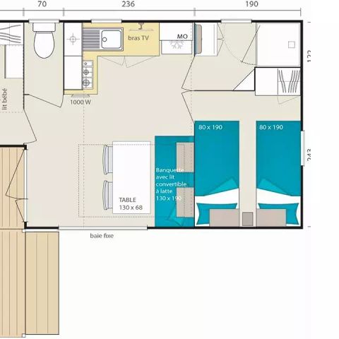 MOBILE HOME 4 people - Cosy Mobile Home 3 Rooms 4 People Air-conditioned + TV
