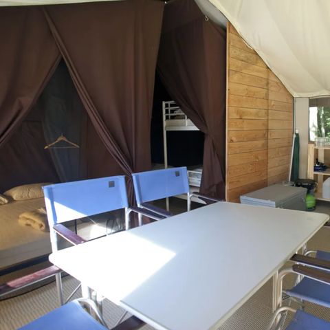 CANVAS AND WOOD TENT 5 people - Lodge tent - 4 adults + 1 child - with sanitary facilities