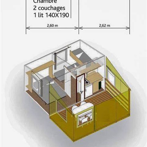 MOBILE HOME 4 people - Rapid home Standard 20m² (2 bedrooms, max 3 adults + 1 small child) without sanitary facilities