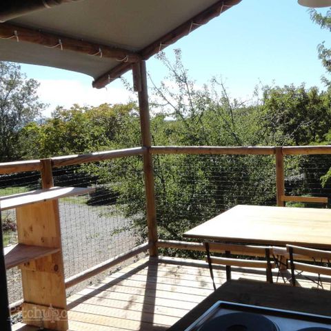 CANVAS AND WOOD TENT 4 people - Cabane Lodge sur pilotis Confort 24m² (2 bedrooms) - 10m² covered terrace