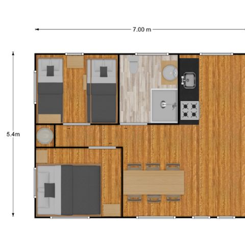 CANVAS AND WOOD TENT 5 people - Lodge Prestige Plus Tent 2 Bedrooms - 5 Pers
