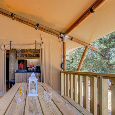 CANVAS AND WOOD TENT 6 people - PREMIUM LODGE WOOD and ROOF