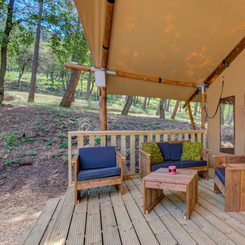 Canvas and wooden tent 6 persons - PREMIUM LODGE WOOD and ROOF
