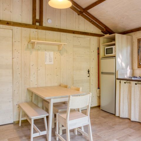 CANVAS AND WOOD TENT 5 people - Cabane Lodge Bois sur pilotis Confort 27m² 2 bedrooms - covered wooden terrace, shaded area 5 pers