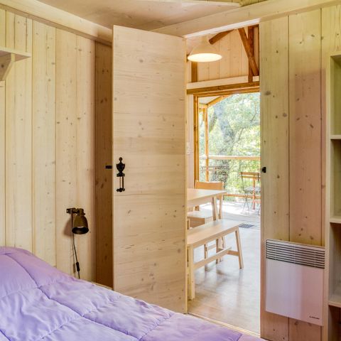 CANVAS AND WOOD TENT 5 people - Cabane Lodge Bois sur pilotis Confort 27m² 2 bedrooms - covered wooden terrace, shaded area 5 pers