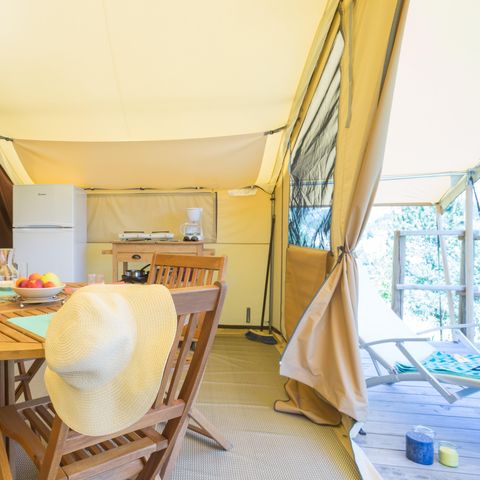 CANVAS AND WOOD TENT 5 people - Toilé Nature Classic 25 m² - 4 adults + 1 child - without sanitary facilities