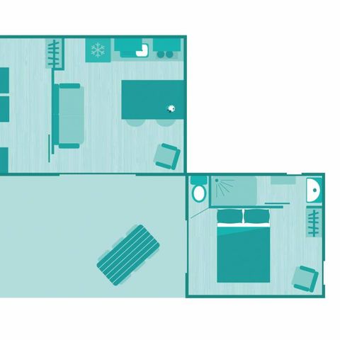 MOBILE HOME 5 people - 5p 2bed 2bath Premium clim spa