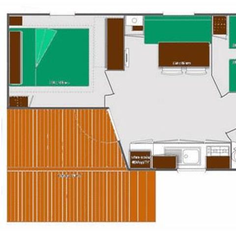 MOBILE HOME 4 people - O'hara CLASSIC - 2 bedrooms - 22.50 m2 (+Semi-covered terrace 8 m2) sleeps 4