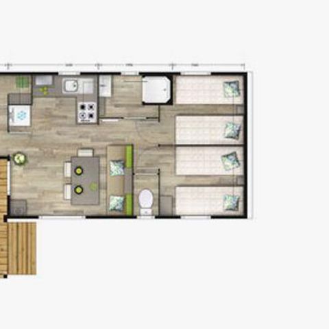 MOBILE HOME 6 people - Malaga Trio - 3 Bedrooms - 30 m2 (+ Semi-covered terrace 11 m2) Sleeps 6