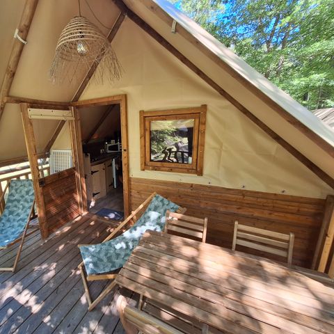 CANVAS AND WOOD TENT 5 people - AMAZONE tent without sanitary facilities PRICE FOR 2 PEOPLE
