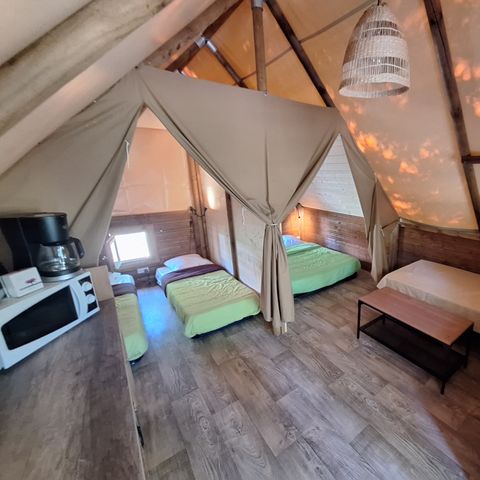 CANVAS AND WOOD TENT 5 people - AMAZONE tent without sanitary facilities PRICE FOR 2 PEOPLE