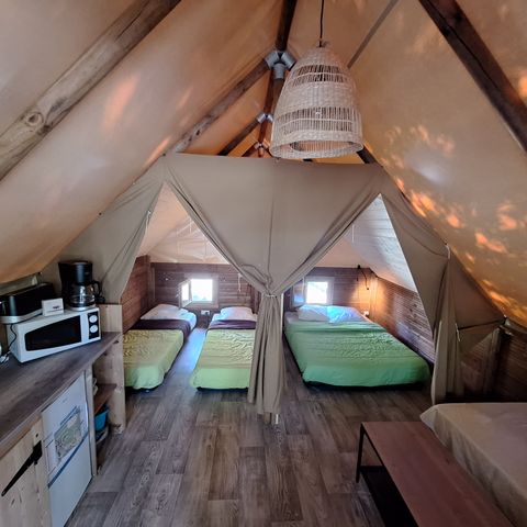 CANVAS AND WOOD TENT 5 people - AMAZONE tent without sanitary facilities PRICE FOR 2 PEOPLE