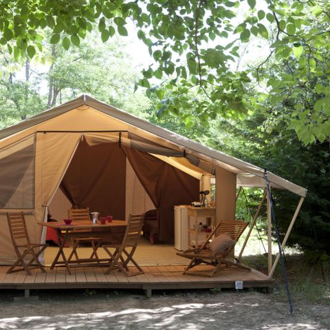 Canvas and wooden tent 4 persons - Lodge Comfort 2 rooms