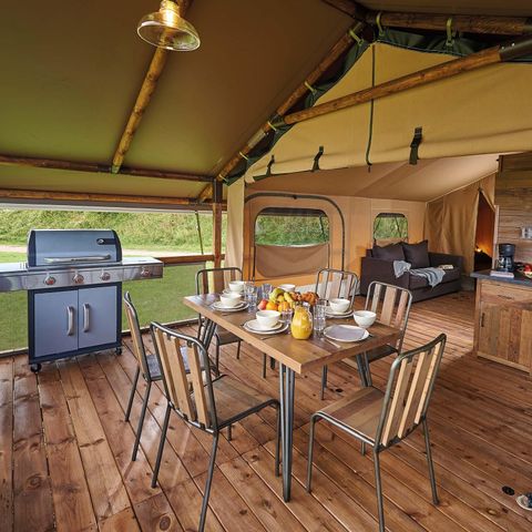 Canvas and wooden tent 6 persons - Lodge Kenya Vintage Confort 46m² - 2 bedrooms + covered terrace 4/5 pers