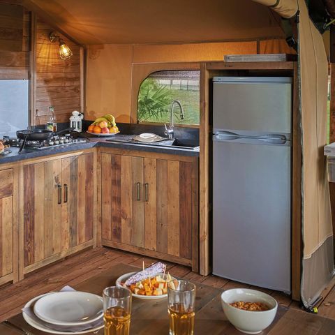 Canvas and wooden tent 6 persons - Lodge Kenya Vintage Confort 46m² - 2 bedrooms + covered terrace 4/5 pers