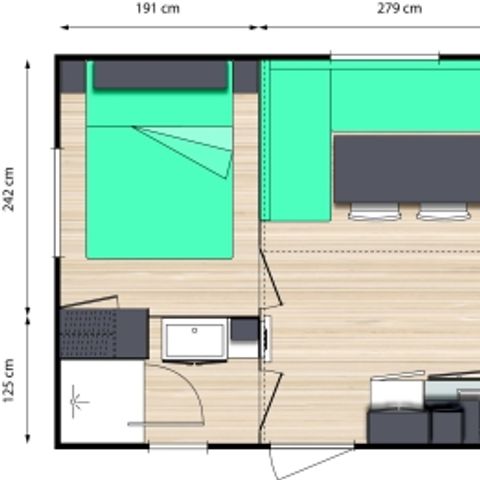 Mobile home 6 persons - Comfort mobile-home 29m² 3 bedrooms + covered terrace - without tv - without air-conditioning 6 pers