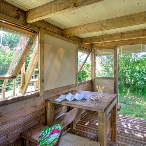Canvas and wooden tent 2 persons - Bivouac perched Cyclo 8m² 1 room ( without sanitary) 2 pers