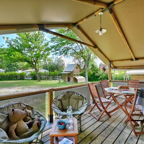 Canvas and wooden tent 5 persons - Lodge Kenya Confort 35m² 2 bedrooms + covered terrace 4/5 pers