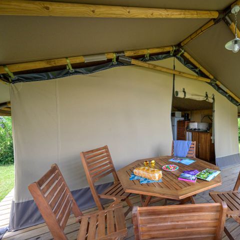 Canvas and wooden tent 5 persons - Lodge Kenya Confort 35m² 2 bedrooms + covered terrace 4/5 pers
